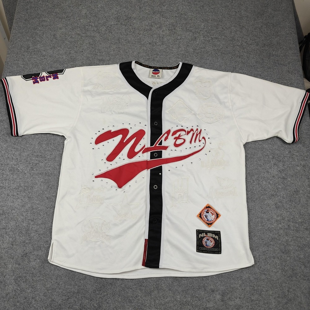 Negro Leagues Baseball Museum Jersey Mens‎ XL White NLBM Baseball J-HEAD Buttons